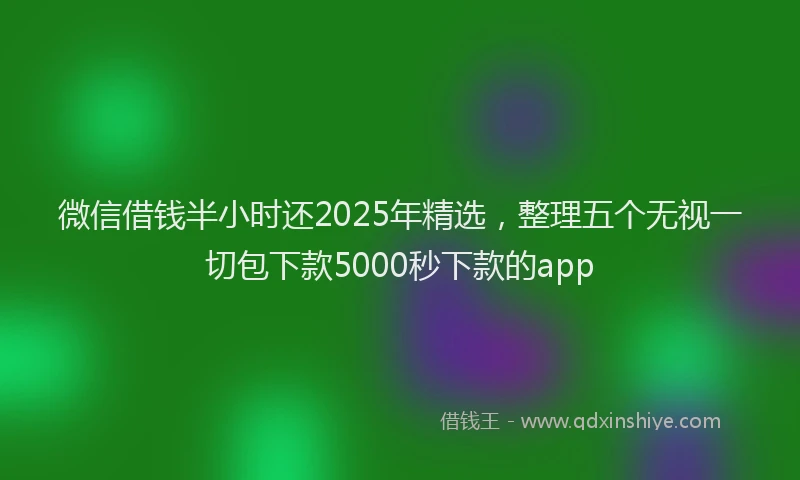 微信借钱半小时还2025年精选，整理五个无视一切包下款5000秒下款的app