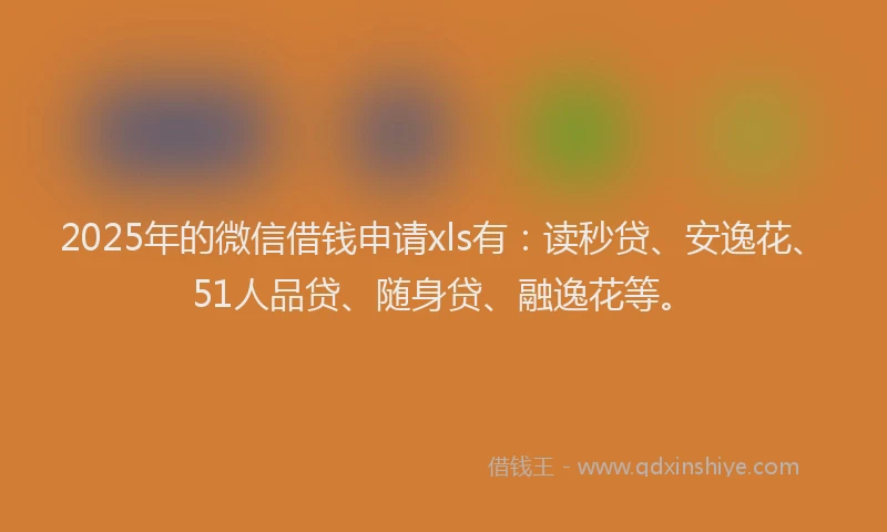 2025年的微信借钱申请xls有：读秒贷、安逸花、51人品贷、随身贷、融逸花等。