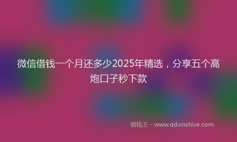 微信借钱一个月还多少2025年精选，分享五个高炮口子秒下款