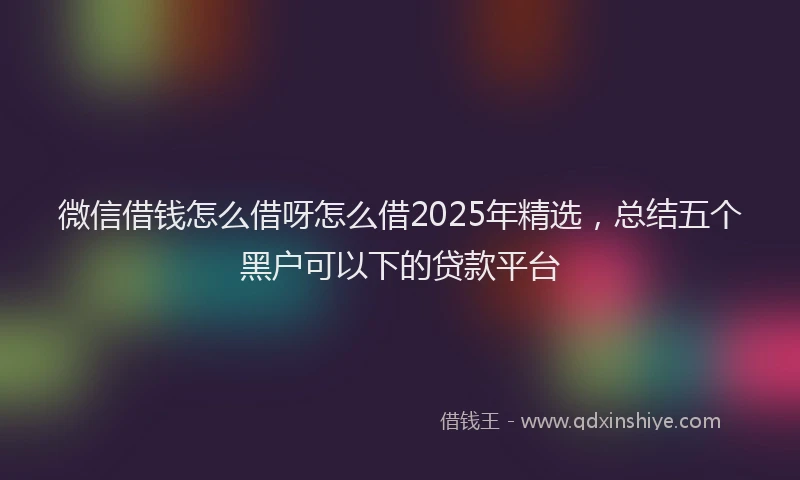 微信借钱怎么借呀怎么借2025年精选，总结五个黑户可以下的贷款平台
