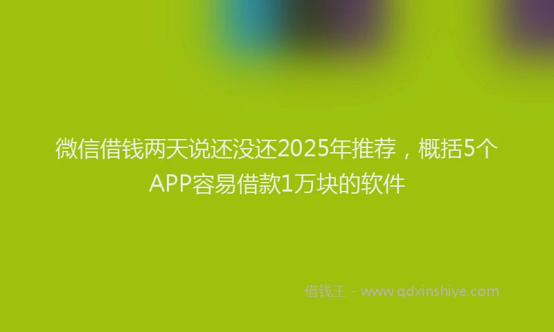微信借钱两天说还没还2025年推荐，概括5个APP容易借款1万块的软件