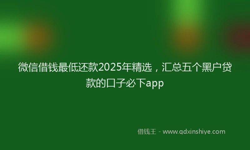 微信借钱最低还款2025年精选，汇总五个黑户贷款的口子必下app