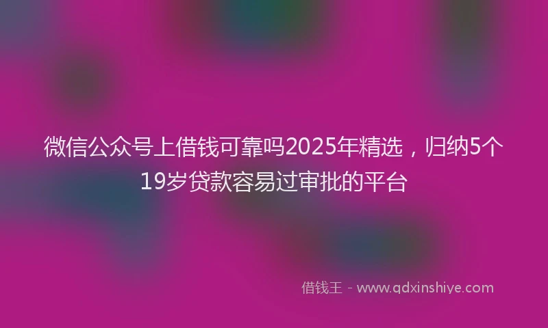 微信公众号上借钱可靠吗2025年精选，归纳5个19岁贷款容易过审批的平台
