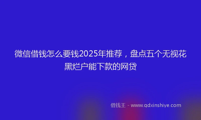 微信借钱怎么要钱2025年推荐，盘点五个无视花黑烂户能下款的网贷