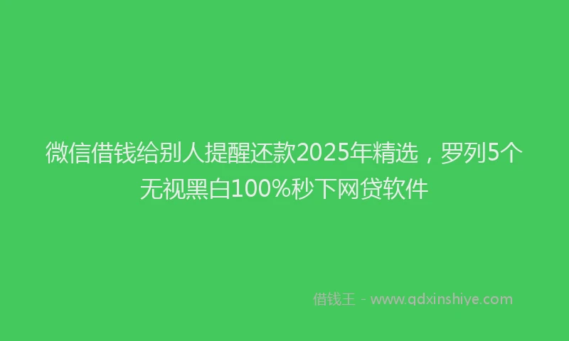 微信借钱给别人提醒还款2025年精选，罗列5个无视黑白100%秒下网贷软件