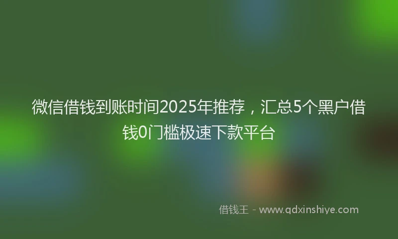 微信借钱到账时间2025年推荐，汇总5个黑户借钱0门槛极速下款平台