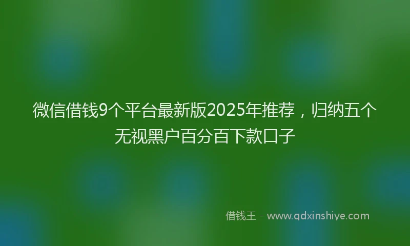 微信借钱9个平台最新版2025年推荐，归纳五个无视黑户百分百下款口子