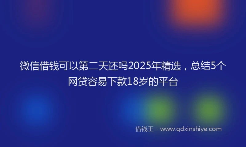微信借钱可以第二天还吗2025年精选，总结5个网贷容易下款18岁的平台