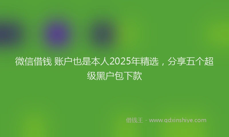 微信借钱 账户也是本人2025年精选，分享五个超级黑户包下款