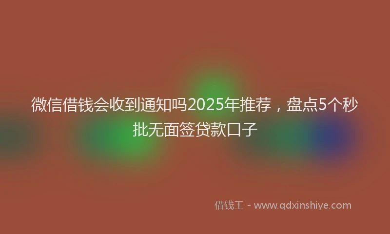 微信借钱会收到通知吗2025年推荐，盘点5个秒批无面签贷款口子