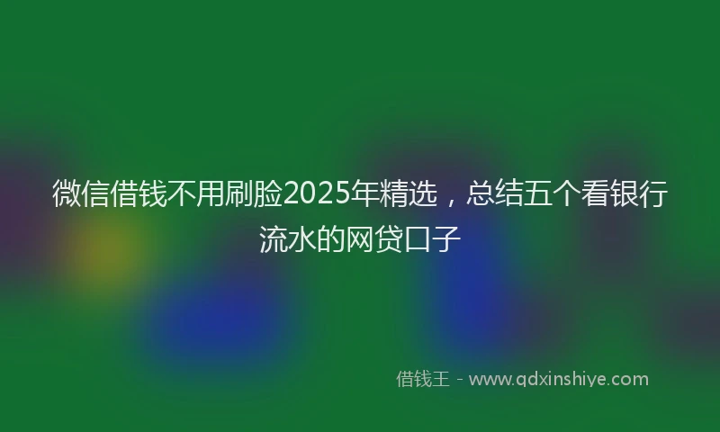 微信借钱不用刷脸2025年精选，总结五个看银行流水的网贷口子