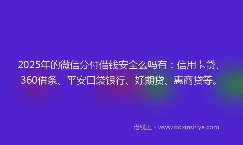 2025年的微信分付借钱安全么吗有：信用卡贷、360借条、平安口袋银行、好期贷、惠商贷等。