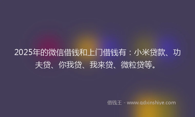 2025年的微信借钱和上门借钱有：小米贷款、功夫贷、你我贷、我来贷、微粒贷等。