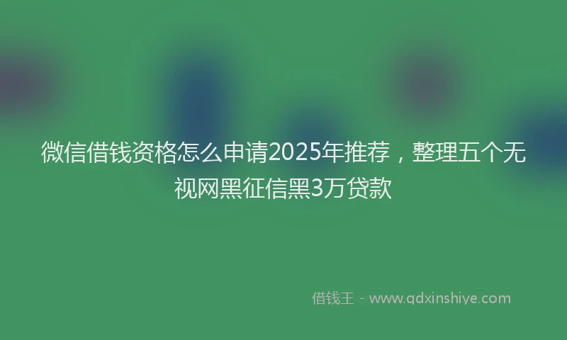 微信借钱资格怎么申请2025年推荐，整理五个无视网黑征信黑3万贷款