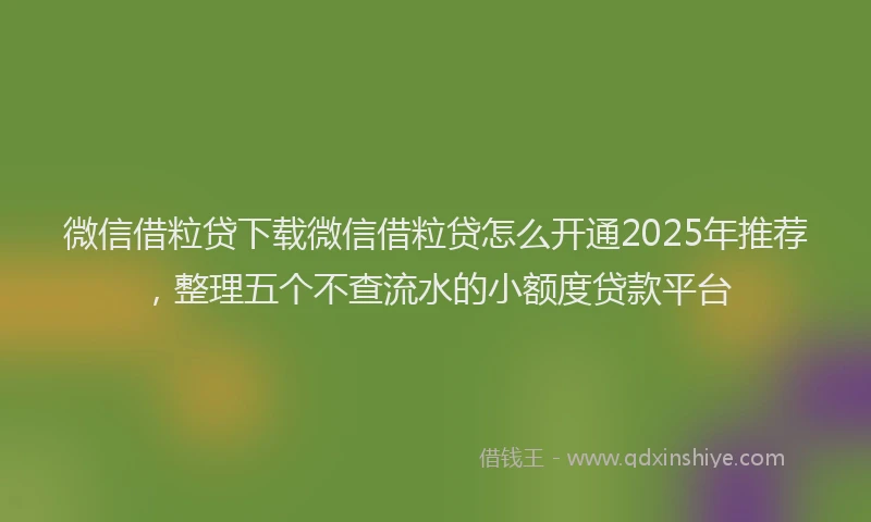 微信借粒贷下载微信借粒贷怎么开通2025年推荐，整理五个不查流水的小额度贷款平台