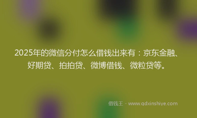 2025年的微信分付怎么借钱出来有：京东金融、好期贷、拍拍贷、微博借钱、微粒贷等。
