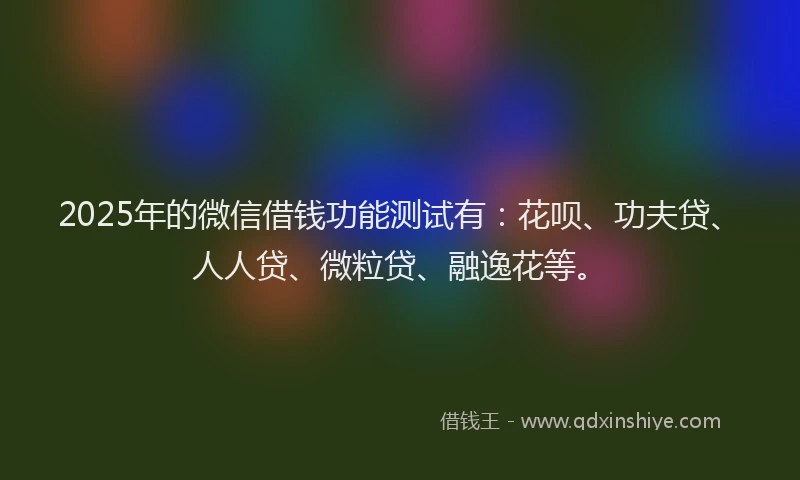2025年的微信借钱功能测试有：花呗、功夫贷、人人贷、微粒贷、融逸花等。