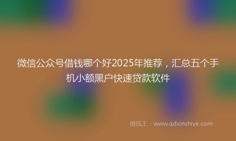 微信公众号借钱哪个好2025年推荐，汇总五个手机小额黑户快速贷款软件