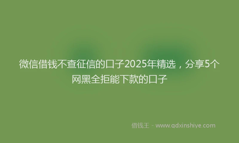 微信借钱不查征信的口子2025年精选，分享5个网黑全拒能下款的口子