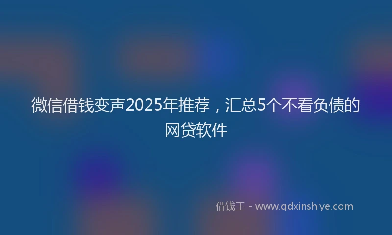 微信借钱变声2025年推荐，汇总5个不看负债的网贷软件