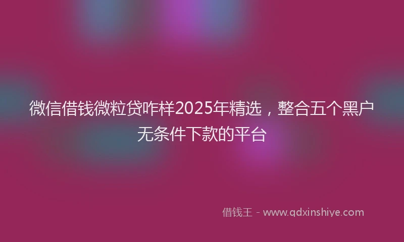 微信借钱微粒贷咋样2025年精选，整合五个黑户无条件下款的平台