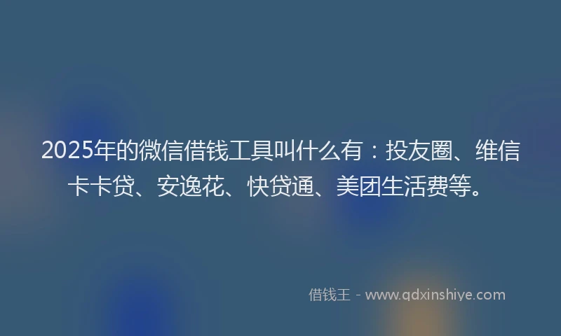 2025年的微信借钱工具叫什么有：投友圈、维信卡卡贷、安逸花、快贷通、美团生活费等。