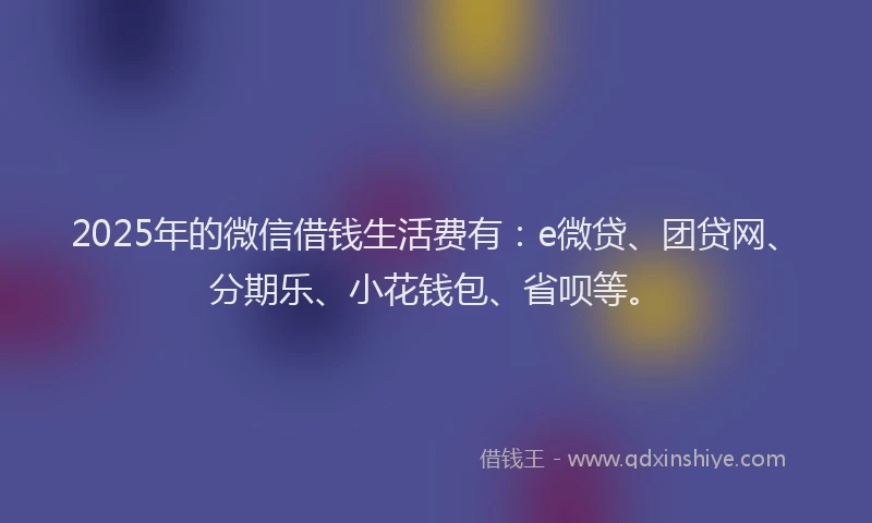 2025年的微信借钱生活费有：e微贷、团贷网、分期乐、小花钱包、省呗等。