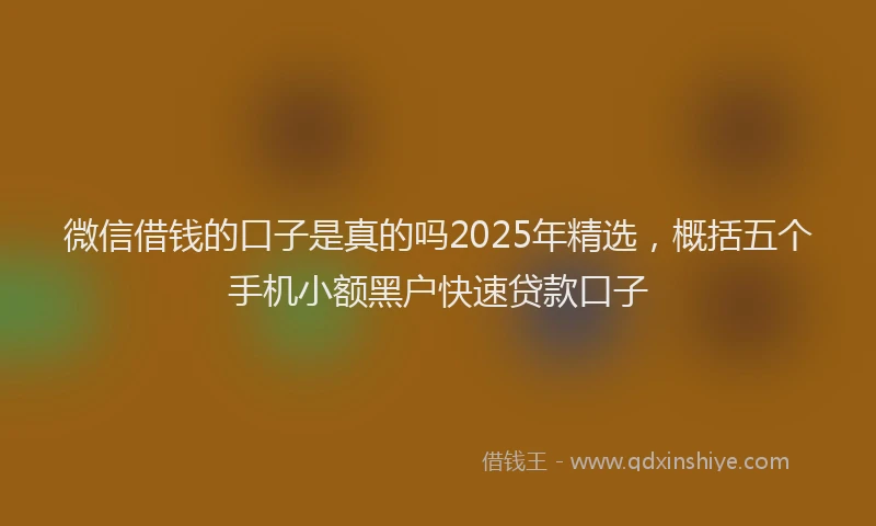 微信借钱的口子是真的吗2025年精选，概括五个手机小额黑户快速贷款口子