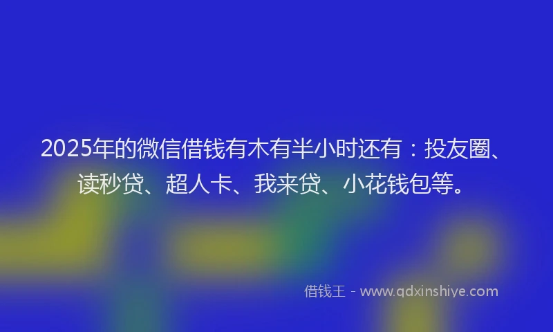 2025年的微信借钱有木有半小时还有：投友圈、读秒贷、超人卡、我来贷、小花钱包等。
