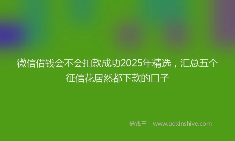 微信借钱会不会扣款成功2025年精选，汇总五个征信花居然都下款的口子