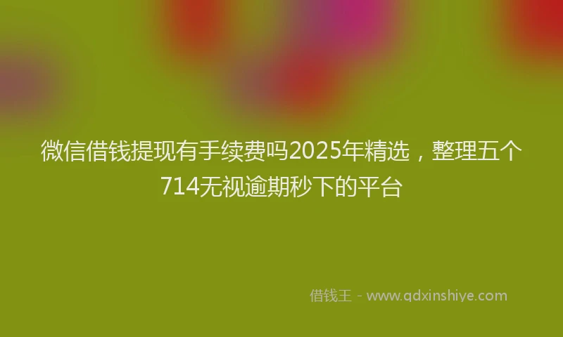 微信借钱提现有手续费吗2025年精选，整理五个714无视逾期秒下的平台