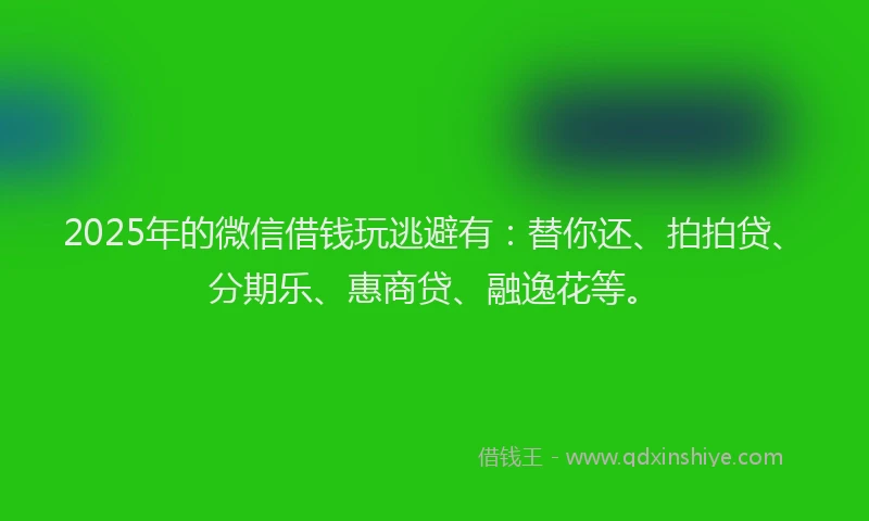 2025年的微信借钱玩逃避有：替你还、拍拍贷、分期乐、惠商贷、融逸花等。