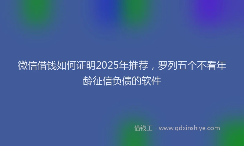 微信借钱如何证明2025年推荐，罗列五个不看年龄征信负债的软件