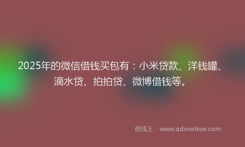 2025年的微信借钱买包有：小米贷款、洋钱罐、滴水贷、拍拍贷、微博借钱等。