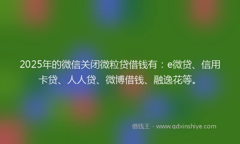 2025年的微信关闭微粒贷借钱有：e微贷、信用卡贷、人人贷、微博借钱、融逸花等。