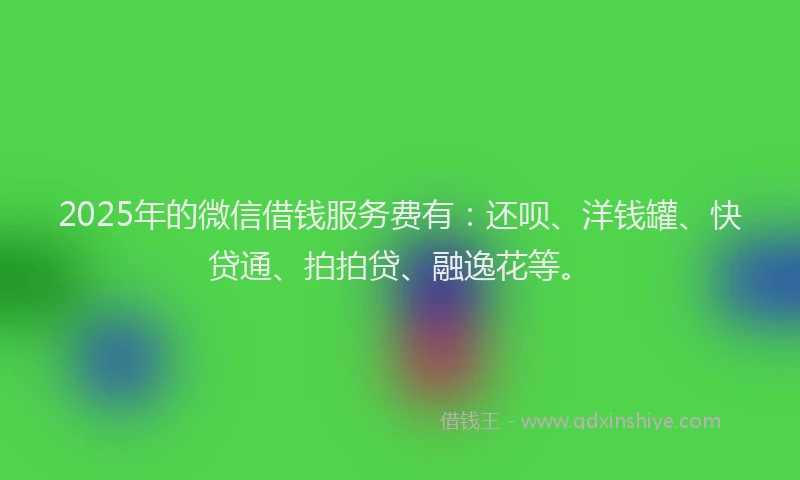 2025年的微信借钱服务费有：还呗、洋钱罐、快贷通、拍拍贷、融逸花等。