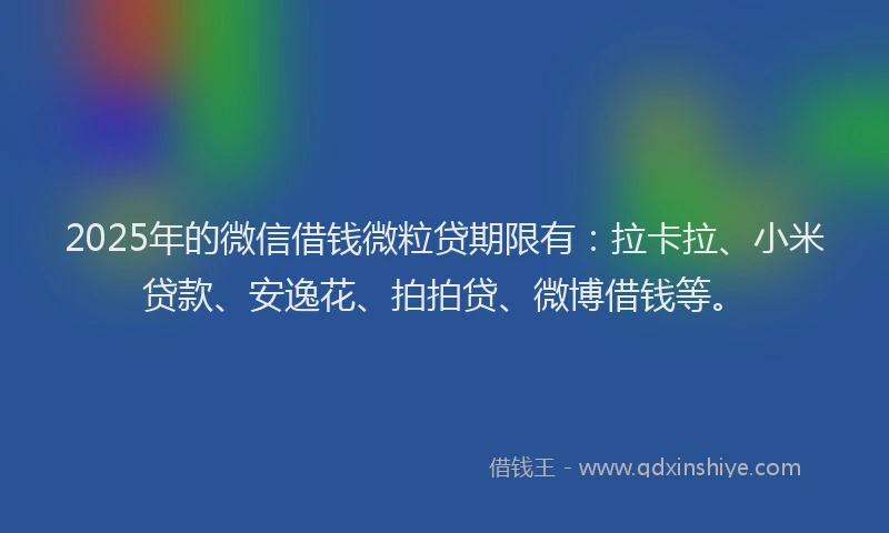 2025年的微信借钱微粒贷期限有：拉卡拉、小米贷款、安逸花、拍拍贷、微博借钱等。