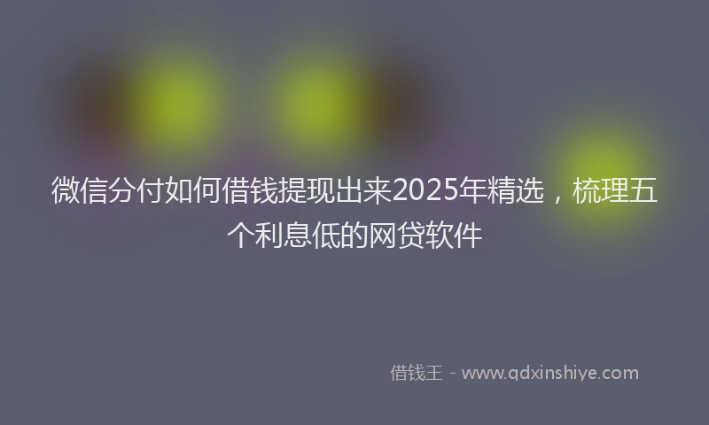 微信分付如何借钱提现出来2025年精选，梳理五个利息低的网贷软件