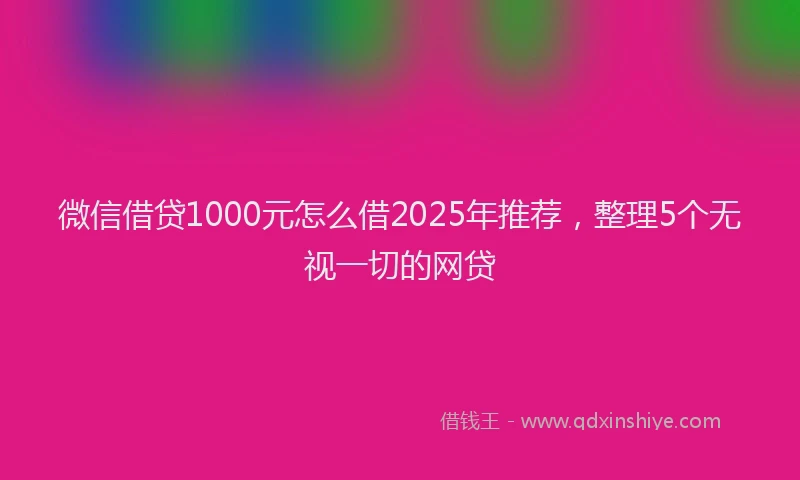 微信借贷1000元怎么借2025年推荐，整理5个无视一切的网贷