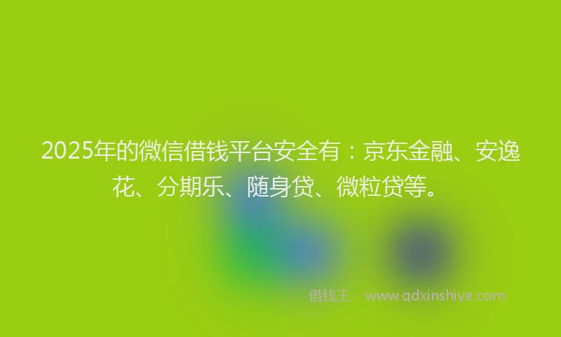 2025年的微信借钱平台安全有：京东金融、安逸花、分期乐、随身贷、微粒贷等。