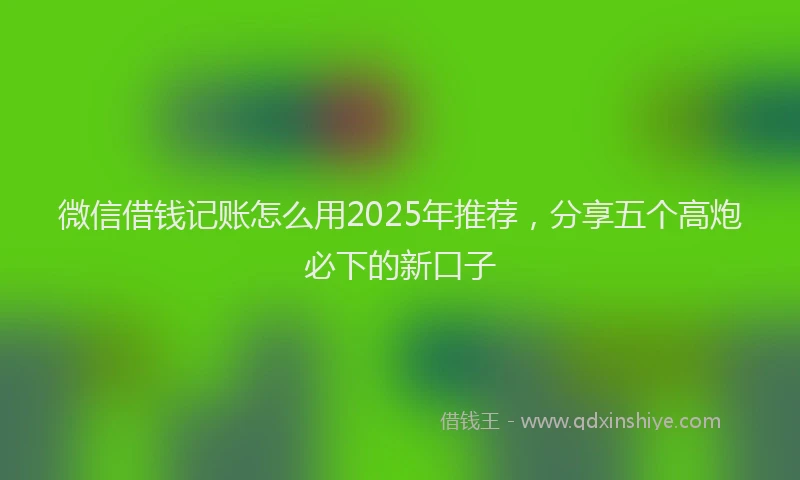 微信借钱记账怎么用2025年推荐，分享五个高炮必下的新口子