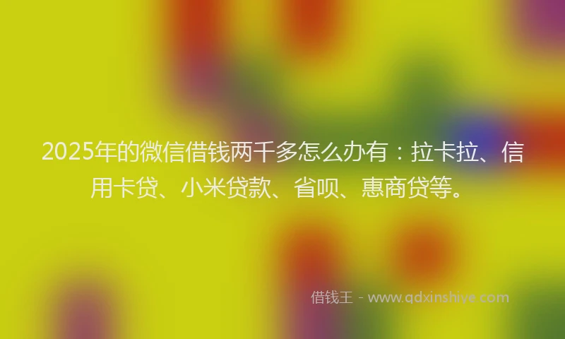 2025年的微信借钱两千多怎么办有：拉卡拉、信用卡贷、小米贷款、省呗、惠商贷等。