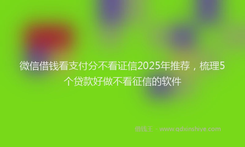 微信借钱看支付分不看证信2025年推荐，梳理5个贷款好做不看征信的软件