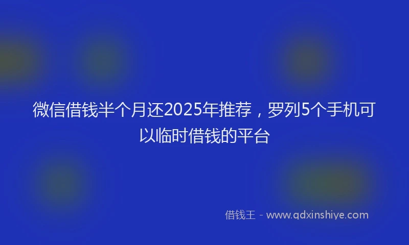 微信借钱半个月还2025年推荐，罗列5个手机可以临时借钱的平台