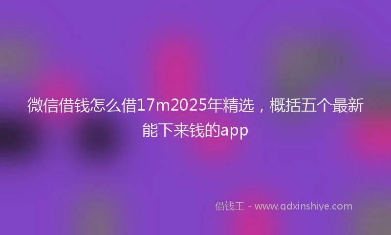 微信借钱怎么借17m2025年精选，概括五个最新能下来钱的app