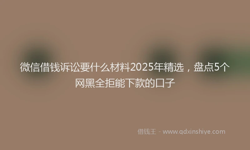 微信借钱诉讼要什么材料2025年精选，盘点5个网黑全拒能下款的口子