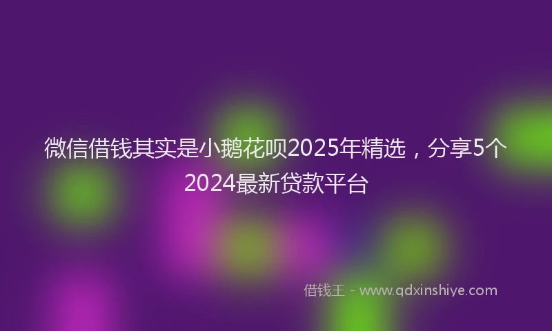 微信借钱其实是小鹅花呗2025年精选，分享5个2024最新贷款平台