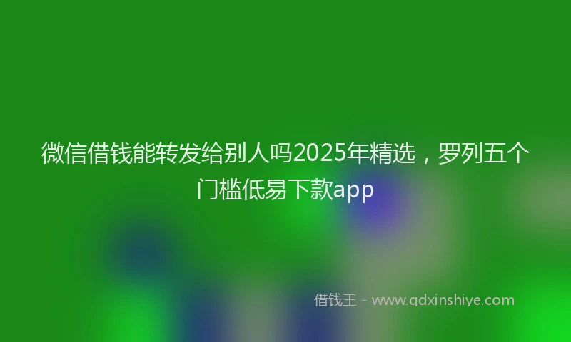 微信借钱能转发给别人吗2025年精选，罗列五个门槛低易下款app