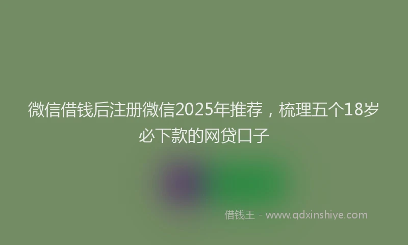 微信借钱后注册微信2025年推荐，梳理五个18岁必下款的网贷口子