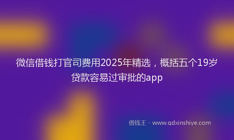 微信借钱打官司费用2025年精选，概括五个19岁贷款容易过审批的app